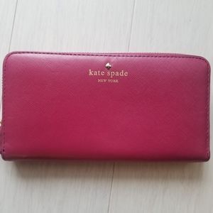 Kate Spade Leather Continental Wallet - Magenta
